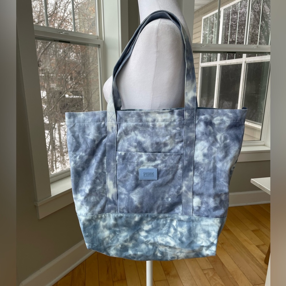 Victoria’s Secret PINK Blue White Tie Dye Oversized Canvas Bag Tote
